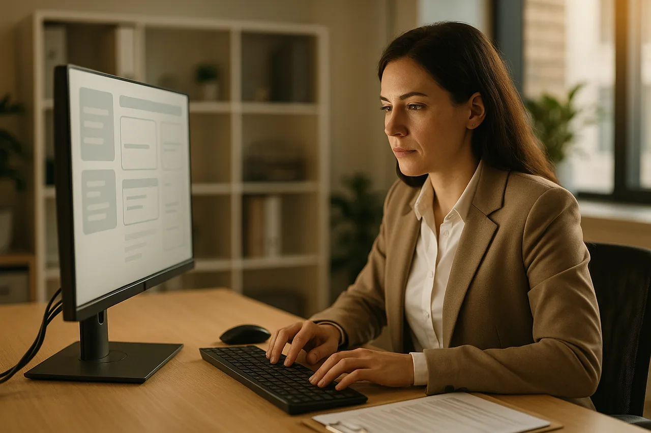 Profissional administrativo enviando eventos trabalhistas ao eSocial